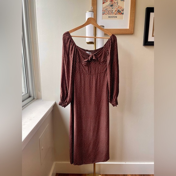 Faithfull the Brand Tangerina Midi Dress Bonnie Dot red/brown - Picture 4 of 6
